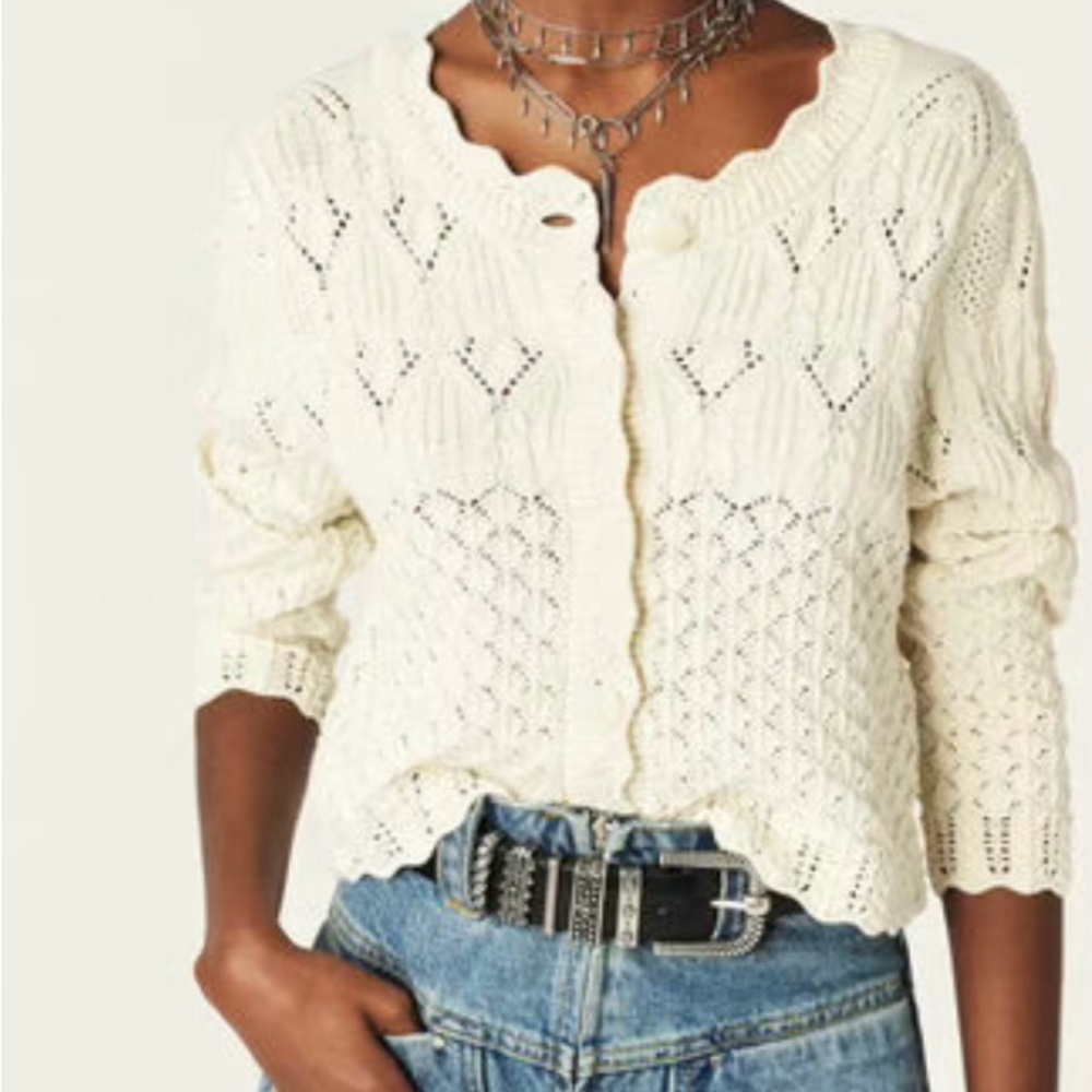 ba&sh Cream Knit Cardigan